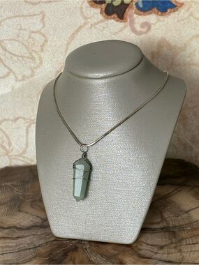 Handcrafted Green Amazonite Crystal Point Pendant Necklace